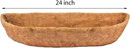 bboUod 2 pcs Garden Coconut Planter Liners Preformed Window Box Liners Natural Trough Coco Liner Coir Mats (24 inch)