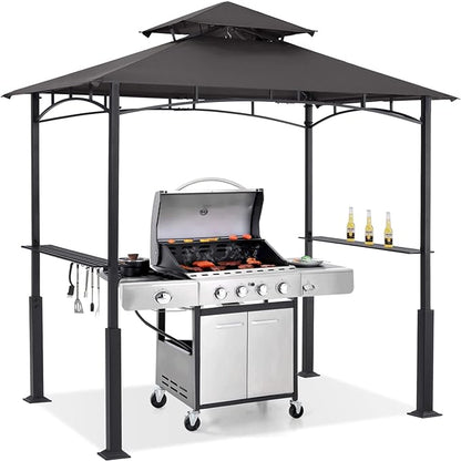 ABCCANOPY 8x5 Grill Gazebo - Outdoor BBQ Canopy Shelter with Led Light for Patio Backyard Grilling (Dark Gray)