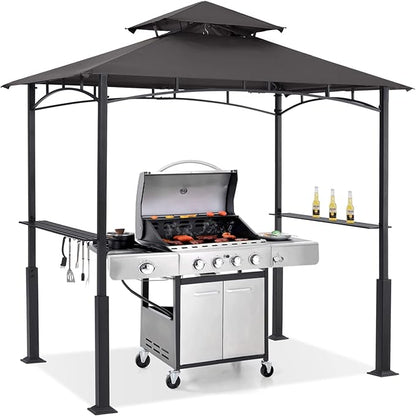 ABCCANOPY 8x5 Grill Gazebo - Outdoor BBQ Canopy Shelter with Led Light for Patio Backyard Grilling (Dark Grey)