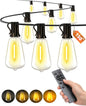 Outdoor Patio String Lights: 150Ft 45M Outside Waterproof Light - Remote Dimmable ST38 Shatterproof Bulb Connectable Hanging Outdoor Electric Lighting - Backyard Yard Gazebo Porch Party
