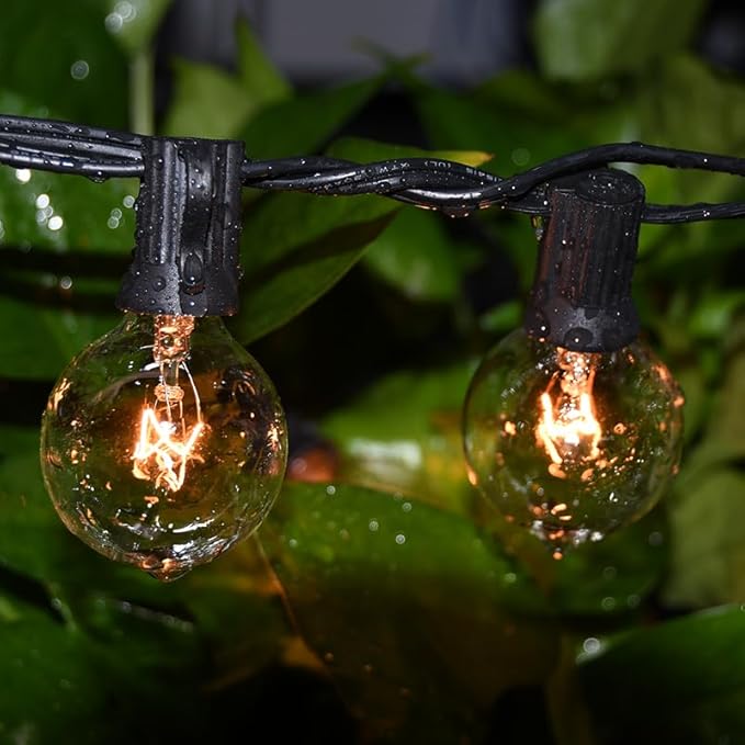 String Lights 100 Ft Outdoor Waterproof with 105 G40 Warm White Bulbs