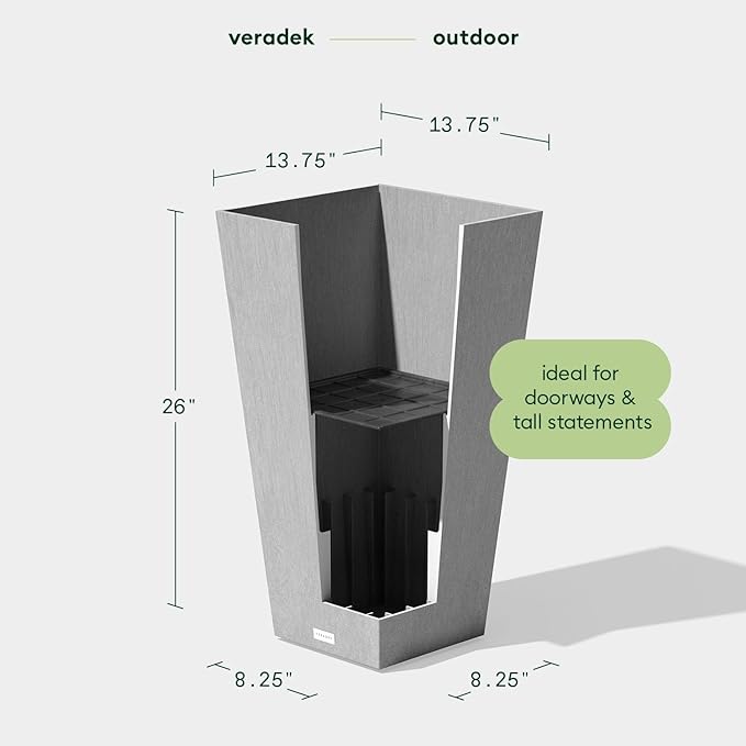 Veradek V-Resin Indoor/Outdoor Taper Planter (26 inch, Grey)