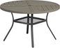 VICLLAX Round Patio Table with Adjustable Umbrella Hole for 4, All Weather Metal Outdoor Dining Table for Lawn Garden, 40.6" Outdoor Coffee Table, Grey Wood-Like Tabletop