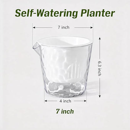 InmeRun Plant Pots Indoor Plastic Flower Pots Outdoor 7 inch Set of 4 Pack with Drainage Holes and Saucers for Garden Pots (self Watering 7in-4p)