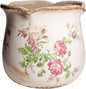 Shabby Chic Flower Pot, 6.11 Inch Ceramic Planter with Drainage for Indoor Plants, Vintage Ceramic Vase, Country Chic Spring Garden Home Decor, Pink Rose Floral