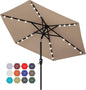 ABCCANOPY Durable Solar Led Patio Umbrellas with 24LED Lights 7.5FT with 6 Sturdy Ribs (Tan)