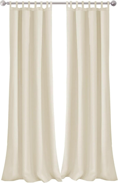 Elrene Home Fashions Matine Weatherproof Tab-Top Indoor/Outdoor Solid Color Curtain Panel for Porch, Pergola, Patio, Deck, 52”W x 95”L, Ivory