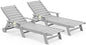 SERWALL Patio Chaise Lounge Chair Set of 2, 78'' Long 5-Positions Adjustable HDPE Outdoor Lounger for Pool, Poly Lounge Chair with Rolling Wheels & Cup Holder for Poolside, Deck, Space Grey