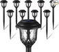 EXCMARK 10 Pack Solar Lights Outdoor Decorative, Solar Pathway Lights Outdoor, Solar Powered Garden Yard Lights for Walkway Sidewalk Driveway. (Black, Cool White)