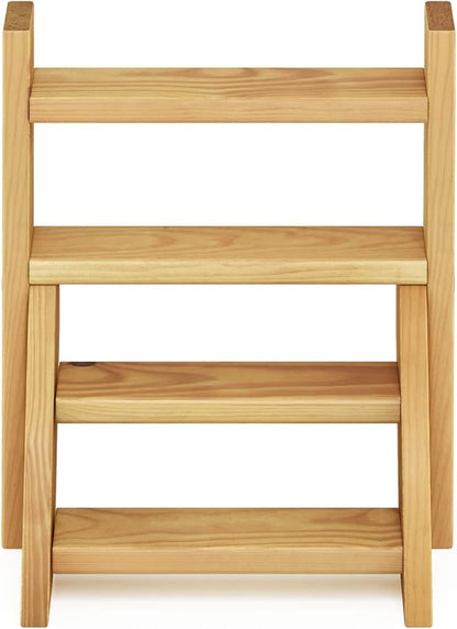 Furinno TIOMAN Plant Stand Indoor Outdoor, Tabletop Mini Ladder Planter Stand, Planter Shelf, Organizers, Indoor, Outdoor, Patio, Balcony, Garden, Pine Wood