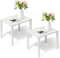 Crestlive Products Aluminum Outdoor Side Table Set of 2, White Small Rectangular Weather Resistant Coffee End Tables for Patio Balcony Pool Deck
