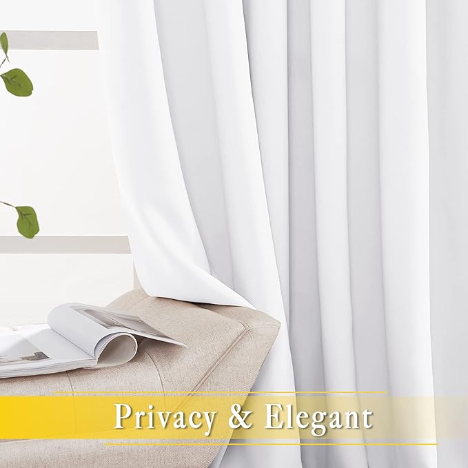 NICETOWN Sliding Door Curtain Window Treatment, Energy Smart Thermal Insulated Extra Wide Solid Blackout Curtains/Drapes for Patio Door (1 Panel, Pure White, W80 x L95)