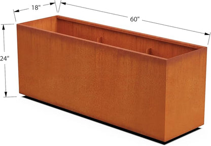 Plantercraft Large Rectangular Planters for Outdoor Plants – 60x18x24 Inch Corten Steel Planter, Extra Large Outdoor Planter Box for Modern Patio, Garden & Landscape Design