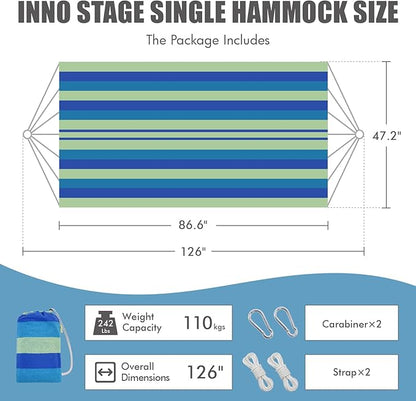 INNO STAGE Brazilian Hammock with Tree Straps - Cotton Hammocks Portable Hammock with Carry Bag for Backyard, Porch, Outdoor and Indoor Use