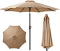OLIXIS 9ft Patio Umbrella with Tilt and Crank Button & 8 Sturdy Ribs Waterproof, Patio Table Umbrella Perfect for Poolside, Terrace, Beach and Outdoor Restaurant, Khaki