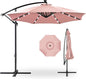 Best Choice Products 10ft Solar LED Offset Cantilever Hanging Market Patio Umbrella, 8 Sturdy Ribs, Easy Adjustment - Rose Quartz