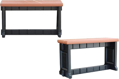 Bench, Redwood Top with Black Sides, 2 Pack - Proudly Made in The USA, Click and Lock Hardware-Free Assembly, Durable and Stylish Outdoor Seating