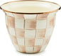 MACKENZIE-CHILDS Flowerpot, Decorative Garden Pot for Growing Plants, Brown-and-White Mocha Check
