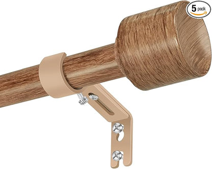 1” Diameter Curtain Rods Itself is 30 to 90 inch 1 Pack Fit 30-84 inch Window with Heavy Duty Adjustable Rod Matte Wood Grain Splicing Metal Extra Long Curtain Rod for Windows