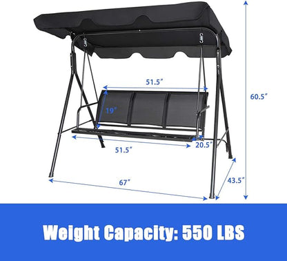 TANGKULA 3 Person Patio Swing, Steel Frame - Image 5