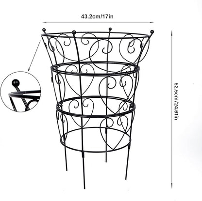Trellis Peony Cage Obelisk, Black Metal, 24.6 x 17 Inches