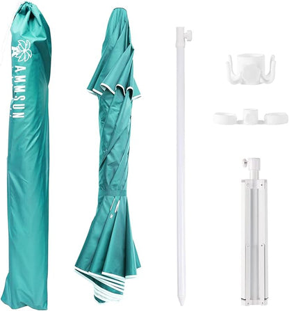 AMMSUN Shade Umbrella, Premium Portable Umbrella with Stand, 6.5ft Lightweight Free Standing Canopy for Sporting Games, Adjustable Instant Sun Protection and Easy to Carry, Turquoise