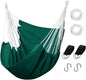 Hommtina Hammock Chair Hanging Rope Swing, Max 300 Lbs Hanging Chair with Pocket & Durability Perfect for Outdoor, Home, Bedroom, Patio, Yard (Pillows NOT Included,Dark Green)