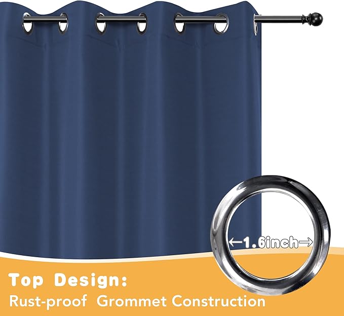 HolidayIdeas Outdoor Curtains for Patio Waterproof, 4 Panels - 54 x 84 Inch - Privacy Protection & Light Filtering Curtains Navy Grommet Outside Curtains for Porch, Gazebo, Pergola, Backyard