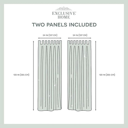 EXCLUSIVE HOME Cabana Solid Indoor/Outdoor Light Filtering Hook-and-Loop Tab Top Curtain Panel Pair, 54"x120", Taupe