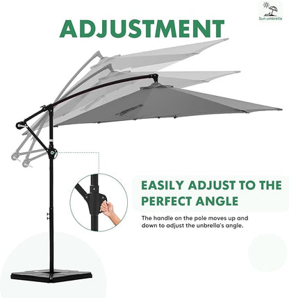 NEWBULIG 10FT Patio Umbrella, Offset Cantilever Outdoor Patio Table Umbrella, UV Protection, Fade Resistant Fabric, Easy Tilt Adjustment for Pool, Deck, Garden, Backyard