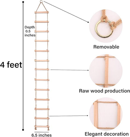 2PCS Chain Trellis for Climbing Plants - Natural Wood Indoor Plant Support, Durable 6.5 Inch by 4 Feet Design, Perfect for Pothos, Ivy, and Vines with Easy Installation Hook