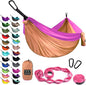 Gold Armour Camping Hammock - XL Double Hammock Portable Hammock Camping Accessories Gear for Outdoor Indoor with Tree Straps, USA Based Brand (Peach and Pink)