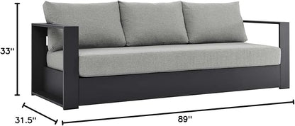 Modway Tahoe Aluminum Outdoor Patio Sofa in Gray Gray