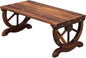 VINGLI Rustic Wooden Wheel Bench Outdoor Bench, Patio Bench Wagon Slatted Seat, Garden Benches for Outdoors 350lbs High Capacity, Weather Resistance (Rustic, 38in)