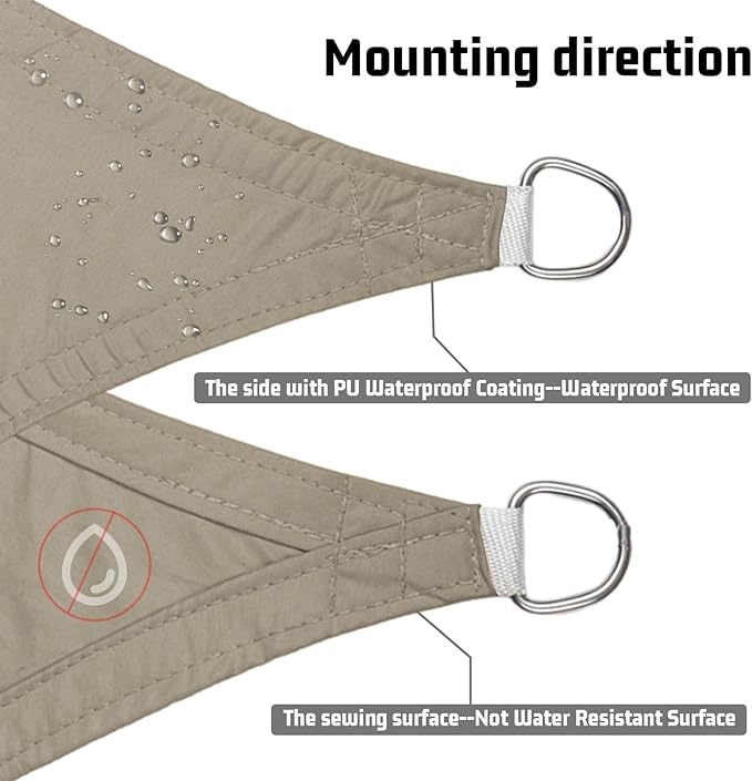 LOVE STORY Triangle 11'x11'x11' Waterproof Sun Shade Sail Canopy UV Block for Outdoor Patio Backyard Carport,Taupe(We Make Custom Size)
