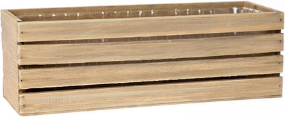 Wood Planter Box with Wine Crate Styled, 12x4 Inch Rectangular, Rustic Barn Wood, Plastic Liner, Wedding Flowers Holder, Home and Venue (12x4 Wine Crate Set of 4, Natural)