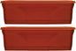 Southern Patio 36 Inch Rectangular Plastic Medallion Hanging Windowsill and Garden Box Planters with Drainage Holes, Terracotta (2 Pack)