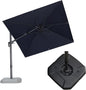 PURPLE LEAF 8' X 8' Tilting Patio Umbrella with Base Outdoor Cantilever Swivel Square Umbrella with Tilt Aluminum Offset Umbrella with 360-degree Rotation for Garden Deck Pool Patio Navy