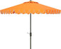 SAFAVIEH 9ft Outdoor Patio Umbrella, Round, Valance, Orange, Auto Crank Tilt, UV Resistant for Deck, Backyard, Poolside (PAT8006O)