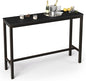 Outdoor Bar Table, 55" Patio Bar Height Counter Console Table, Black Waterproof HDPS Slatted Top and Bronze Leg, Weather Resistant, Hot Tub, Balcony, Yard, Indoor or Outdoor Use
