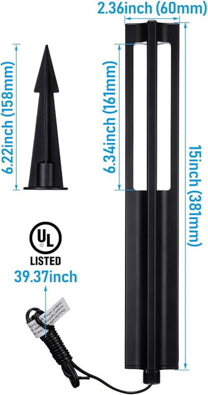 LEONLITE 10-Pack Low Voltage Landscape Pathway Lights, LED Bollard Path Lights, 3W Outdoor Landscape Lighting for Driveway, Garden, Aluminum, 12-15V AC/DC, IP65 Waterproof, 3000K Warm White, Black