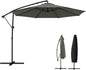 Outsunny 10 ft Offset Patio Umbrella with Cover, Round Hanging Cantilever Umbrella with 6-Position 360° Rotation, Crank Handle, Tilt, Cross Base, Heavy Duty Outdoor Umbrella for Garden