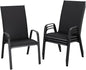 JEAREY Patio Dining Chairs Set of 4, Outdoor Stackable Dining Furniture Set, All Weather Dining Set for Lawn, Garden, Backyard, Poolside, Black