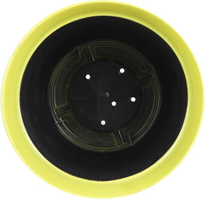Garden Elements Indoor/Outdoor Glazed Brushed Happy Plastic Planter, Large, Bright Yellow, 15"