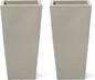 Step2 Tremont Tall Square Planter Pot, Large Outside All-Season All-Weather Gardening Pot for Patio and Front Porch, Concrete, 2-Pack