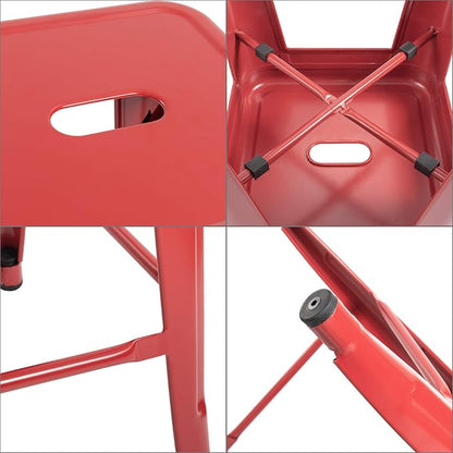 Devoko Metal Bar Stools 24" Indoor Outdoor Stackable Barstools Modern Style Industrial Vintage Counter Bar Stools Set of 4 (24 inch, Red)