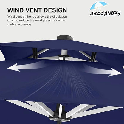 ABCCANOPY Patio Umbrella Cantilever Double Top Outdoor Offset Umbrella with 360° Rotation