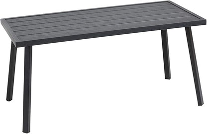 C-Hopetree Small Metal Outdoor Coffee Side Table for Outside Patio, Rectangle, Black