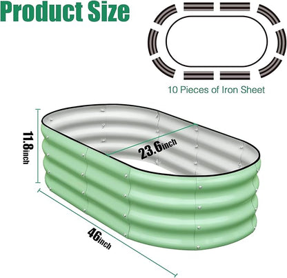 SnugNiture Galvanized Raised Garden Bed, 4x2x1ft Oval Metal Planter Box for Planting Outdoor Plants Vegetables