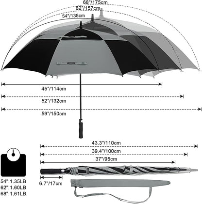 G4Free 47/54/62/68/72 Inch Automatic Open Golf Umbrella Oversize Extra Large Double Canopy Vented Windproof Waterproof Stick Umbrellas